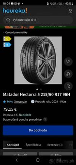 Zanovne letne pneumatiky 215/60 r17 Matador dot2023 - 2