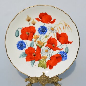Porcelánový tanier - Divoké maky, nevädza a sedmokrásky - 2