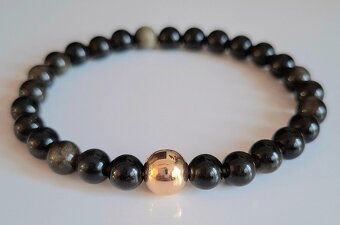 Náramok zo 6mm obsidiánu - 2