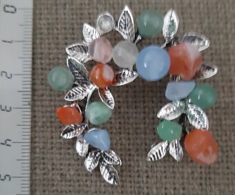 Brosne s polidrahokamom - amazonit, achaty, jadeity, karneio - 2