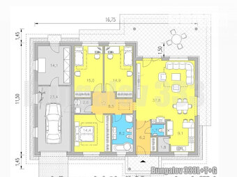 Výborná lokalita  Moderný 4 izbový bungalov, garáž, tepelné - 2