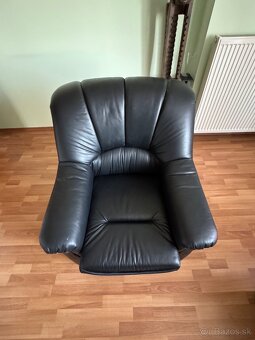 Sedacia súprava v čiernej koži - 2