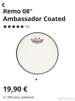 REMO Ambasador Coated +8” blana nová - 2