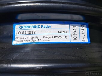 Plechove disky Citroen, Peugeot , Toyota 14 - 4x100 - 2