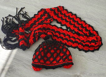 Červený set čiapka a šál - 2