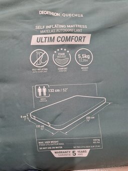 132 x 200cm Kempingový samonafukovací matrac Comfort Double - 2