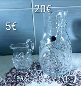 Krištáľové soľničky, tácka, mliečnik - 2