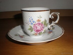 Mokka set, šálky a podšálky, porcelán Hollóháza - 2