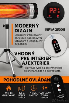 Infračervený ohrievač 2500W so stojanom - 2