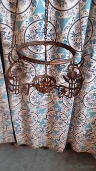 Starožitný liatinový závesný luster - 2