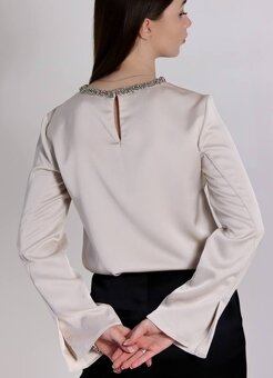Saténová béžová elegantná blúzka - 2