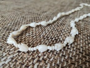 Vintage Carved Bone Pikake Flower Necklace - 2