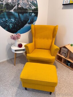 IKEA Kreslo a podnožka STRANDMON, Skiftebo žltá - 2