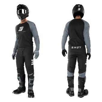 ENDURO MX SHOT čierny sivý set dres nohavice - 2