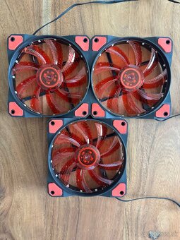 3x 12cm ventilátor / vetrák  / chladič, červené podsvietenie - 2