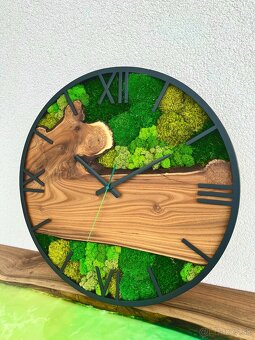 Machove hodiny s drevom v kovovej obruči 50cm priemer - 2