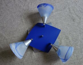 Stropná lampa - modré alabastrové sklo - 2