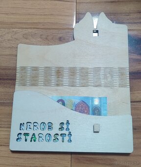 Darčeková drevená obálka na peniaze s motívom - 2