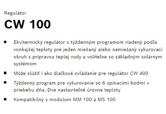 Nový termostat / ekviterm regulátor Bosch (Junkers) CW 100 - 2