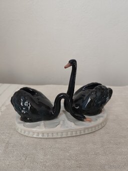 Galluba Hofmann čierne labute porcelánová soška - 2