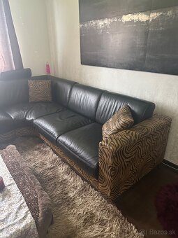 Kožená sedacia súprava +taburetka - 2