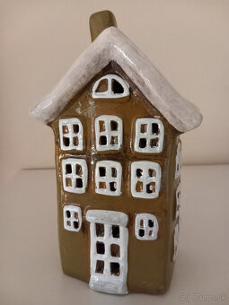 Keramický domček na čajovú sviečku 20x12x8 cm - 2