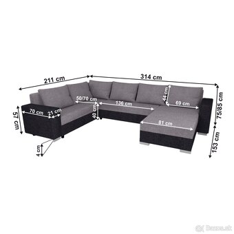 Rozkladací gauč v tvare U - 2