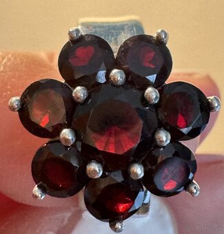 Prsteň s granátom striebro 925 - 2