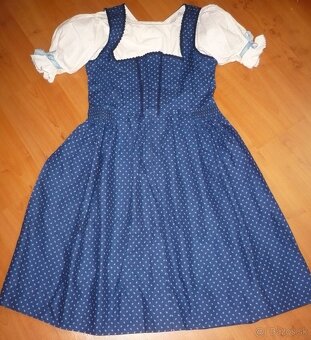 Kroj Dirndl Tirol 42 modrotlač - klobúk fašiangy - kabát - 2