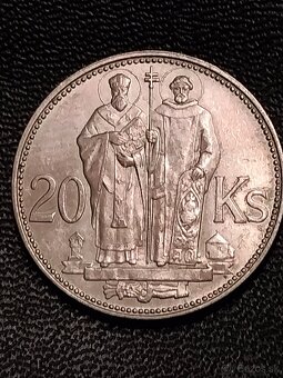 Minca 20 Ks SR 1941 Cyril a Metod Dvojkríž Striebro - 2