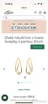 Zlaté náušnice v tvare kvapky s perlou (585) - uplne nove - 2