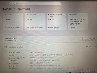Notebook HP EliteBook 745 G4, A10, SSD 120 GB, 8 GB RAM - 2