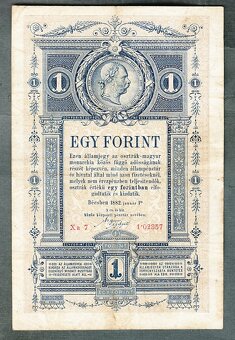 Staré bankovky Rakousko Uhersko 1 Gulden Forint 1882 - 2