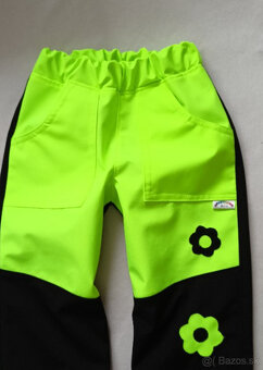 NOVÉ LETNÉ NEÓNOVÉ SOFTSHELLOVÉ NOHAVICE – 4–5 rokov, 110 cm - 2