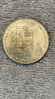 Stříbrná mince Československo – 50 Kčs 1991 (Karlovy Vary, h - 2