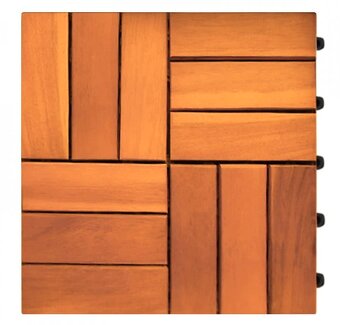 Drevené dlaždice akácia mozaika sada 11 ks po 30x30cm - 2