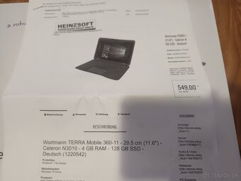 Notebook od spoločnosti Terra s faktúrou a originální - 2