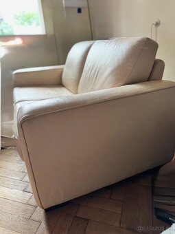 Kožená 2sedačka v bežovej farbe. - 2