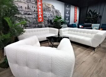 Biela bouclé sedacka 3+2+1 - 2