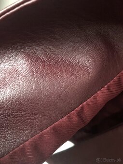 Kvalitný Kožený kabátik - bordový L - 2