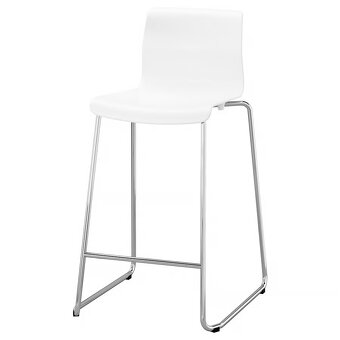 Barová stolička, biela/pochrómované, 66 cm - 2