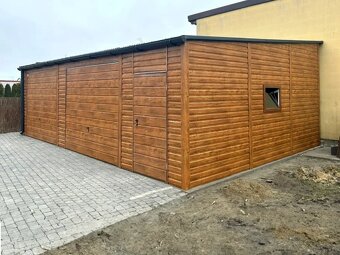 🏡 Prémiová plechová garáž 9 × 6 m – DIZAJN ZLATÝ DUB + RAL - 2