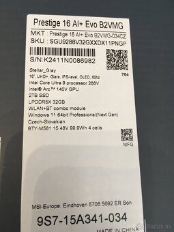Notebook MSI Prestige 16 Al+Evo B2VMG - 2