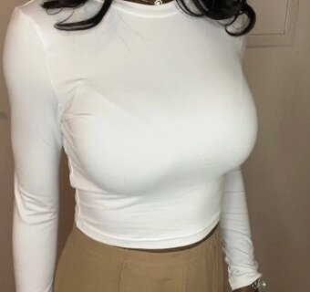 Biele crop tricko - 2