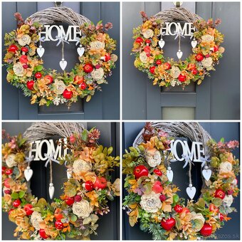 Jesenný veniec L na sivom prútenom základe 40cm - 2