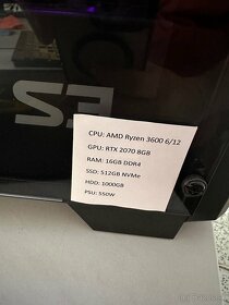 (PREDANÉ) AMD R5 3600, RTX2070, 16GB, 500SSD, 1000HDD - 2