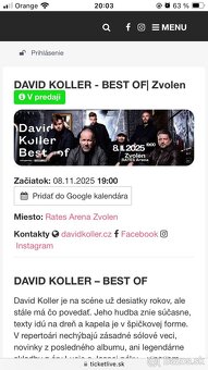 Vstupenky 2x David Koller - 2