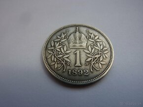 R-U vzácna 1 koruna 1892 bz vo veľmi peknom stave - 2