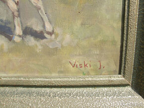 obraz olej na platne Viski Janos, BÝKY - 2