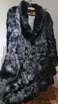 🧥 Kožuch zajačí pravý čierny (luxusný, dlhý) - 2